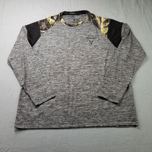 Huntworth T-Shirt Mens Size 2XL Deer Hunting Gray Camo Long Sleeve Polyester